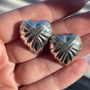 Vintage Sterling Silver Heart Earrings